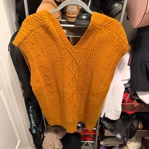 Anthropologie Orange V-Neck Sweater Vest